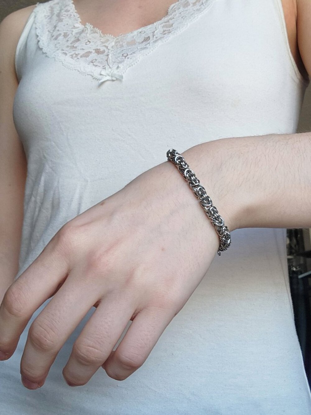 Stainless steel gothic silver chain bracelet
